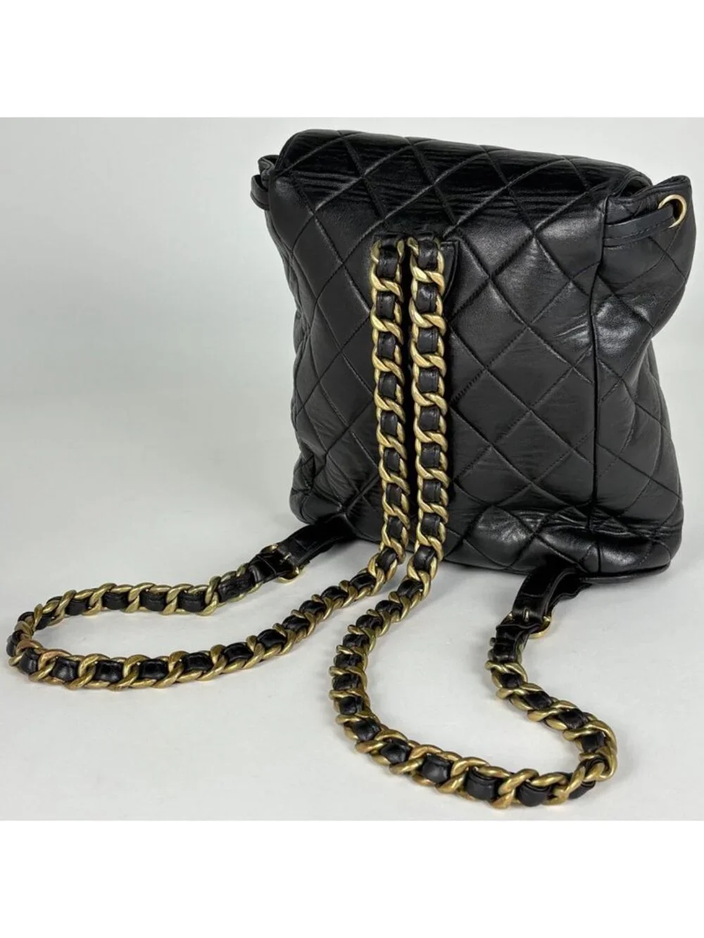 Chanel Backpack CC Logo Leather Black